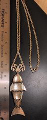 70’s Vintage Fish Pendant Necklace Metal Articulated