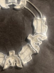 Vintage Silver Tone Patriotic Slide Bracelet American USA Flags And Eagles Exc!