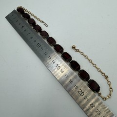 Elegant Vintage Art Deco Garnet Glass Riviera Necklace Rich Red Stones Gold Tone
