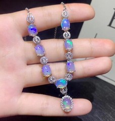 Natural Fire Opal Necklaces, 925 Sterling Silver Anniversary gift, bridal gift.