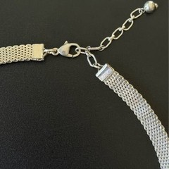 Vintage Sterling Silver Thick Mesh Collar Necklace | Adjustable 16–18.5”