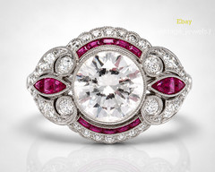 Art Deco Style 3.5CT Lab Created Diamond Vintage Filigree Ring 14K White Gold FN