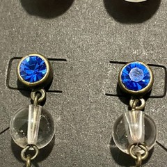 Lot Of 2 Beaded Dangle Drop Ball Earrings Blue Pink Floral Boho Spring Time