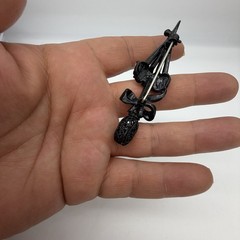 Vintage Signed HollyCraft Figural Rhinestone Umbrella Brooch Pin Read