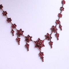 NO TARIFF Antique Bohemian Garnet Necklace Collier Tombac Gilded