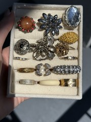 Mixed Lot 16 Fashion Rings Multicolor Metal Rhinestone Mixed Materials Unisex