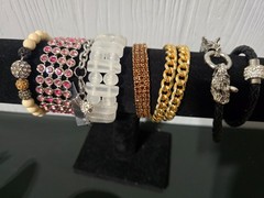 Mixed Lot of 18 Multicolor Bracelets Bangles Cuffs Mixed Metals Materials (18)