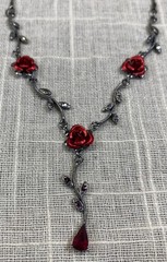 Vintage Gothic Jewelry Y2K Roses Choker Red Beaded Lot of 3 Necklaces & Earrings