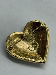 Joan Rivers Signed Vtg Clear Rhinestone Love Heart Brooch Pin Gold Tone