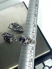 Vintage 1974 Soviet Silver 875 Set Alexandrite Color Change Filigree Kharkiv 4ХЮ