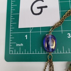 Vintage Art Glass Peacock Iridescent Venetian? Necklace 28″ Long Flapper Length