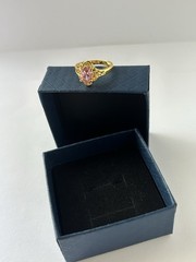 Vintage Pink Cubic Zirconia Ring Gold Plated Womens Size 6.5