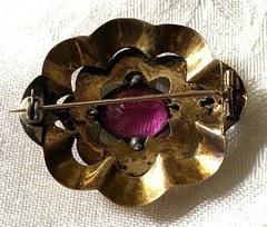 Antique Victorian 10-14k Gold Pink Topaz? Brooch