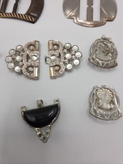 Vintage Art Deco Belt Buckles Dress Clasps Lot Metal Rhinestone Craft Repair
