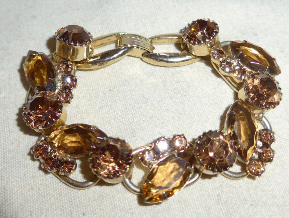 Juliana DeLizza And Elster 5 Link Topaz Bracelet Round & Marquise Rhinestone