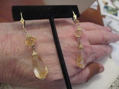 Vintage 1/20 14K gold faceted Citrine dangle earrings 2 1/4″