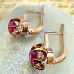 Vintage 14k 583 Rose Gold Soviet Era Earrings – East European – #1709