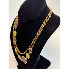 Necklace Retro Vintage Elegance Long Statement in Gold Tone 32 in Sarah Coventry