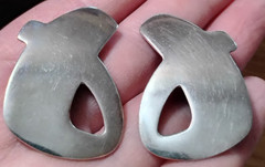 Vintage Signed Jane Koplewitz Sterling Silver Modernist Abstract Clip Earrings