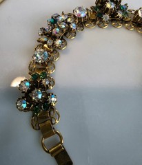 Vintage Signed Florenza Victorian Revival Rhinestone Bracelet 1950-1960s 6.5