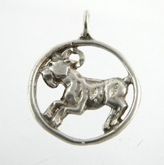 Vintage Sterling Silver Zodiac Ram Aries Pendant 1.8g 7/8 Inch Length
