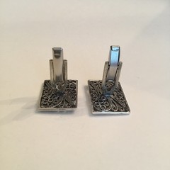 Reuven 925 Sterling Silver Filigree Cufflinks & Tie Bar Israel -3 Pc Set