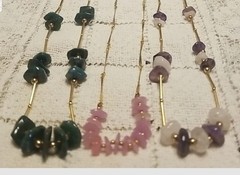 Hobe Necklaces,3 Original Tag, Gemstones, Amethyst 15″, Quartz, 17″ Pink, Green