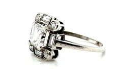 Art Deco Diamond Engagement Ring Asscher 2.05ct IGI 1920’s 18K White Gold