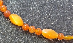 Carnelian Beaded Necklace Vintage Assorted Size Beads Round Oval 15.5 Inches