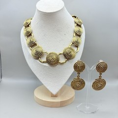 R.J. Graziano Necklace Earrings Set NWT Gold Tone Spiral Disc Statement Collar