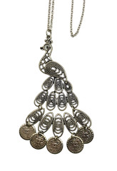 Vtg 80s Silver Tone Stunning Peacock Necklace, Bird, Animal, Work, Office,Boho