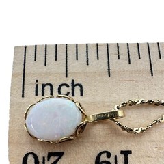 Vintage 1/20 14K GF Dainty Minimalist Opalite Oval Pendant Necklace