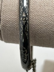 Vintage Siam Sterling Silver Black Niello Hinged Bangle Bracelet 925 10.91g