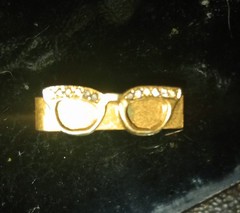 VINTAGE 1950’S Set Of Two JEWELED EYE GLASSES TIE OR CLIP And Tie Pin