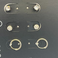 2 Sterling Silver Earrings Sets CZ Stud Hoop Wrapped Wire Nickel Free 5 Pair