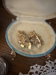 Vintage ?Haskell Style Yellow Floral Statement Earrings 1940s 1950s