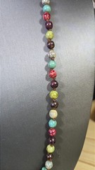 Vintage Dyed Stone Hand Knotted Beaded Necklace Multicolor Handmade