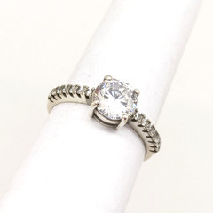 Vintage Elegant RING Silver 925 with Bright Stone -size: 8.5US (18.5mm)| UA #57
