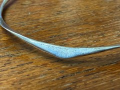 Sterling 2mm Thin Smooth Bangle Bracelet 7″ 6 grams