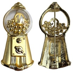 AJC Brooches Computer Woman Mirror Vanity Gumball Machine Gold Silver Lot of 3