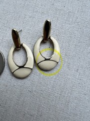 Lot of 3 Vintage White and Gold Enamel Earrings 1980s-90s (No backs)
