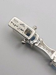 Sterling Silver 3.25ct Blue Topaz Matte Finished Bone Link Tennis Bracelet 7.5″