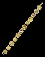 Antique Victorian Bracelet Series of Gold Plated Buttons Charms