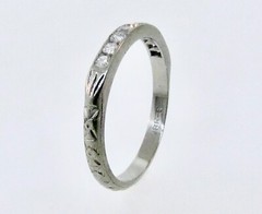 Antique Art Deco 1930’s 18k Heavily Engraved Diamond Wedding Band