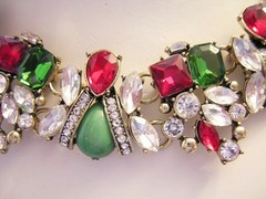 1988 The Ultimate Bold CHRISTMAS / Holiday / Party RHINESTONE Necklace RED GREEN