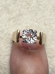Vintage Brushed Gold Tone CZ Solitaire Ring Approx Size 5