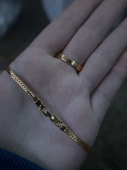 Gold-Tone Pink Stone Ring & Bracelet Set – Vintage-Inspired Baguette CZ Accents