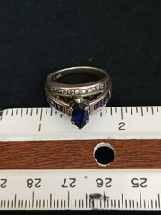 Vintage Sterling Silver Sapphire Ring Marquise Round Stone Channel Prong Set 925