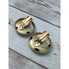 Vintage Clip On Earrings – Gold Tone Just Under 1 & 1/8″ – Marks & Loose Clip