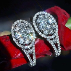18k 750 white gold earrings 1.50ct natural diamond 0.74″ dangle 5.27gr N3643